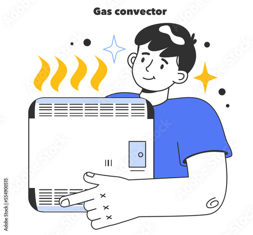 Gas convector. Household gas appliance. Annual checking or maintaining