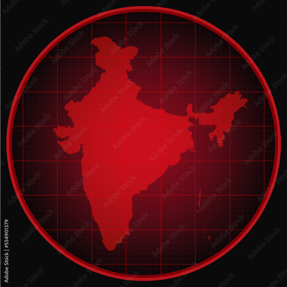 Vector map India on the radar screen Stock Vector | Adobe Stock