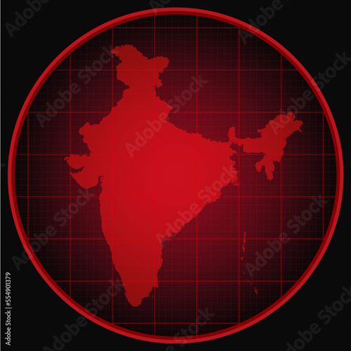 Vector map India on the radar screen