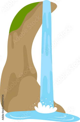 Waterfall flat icon Moving water from high rock