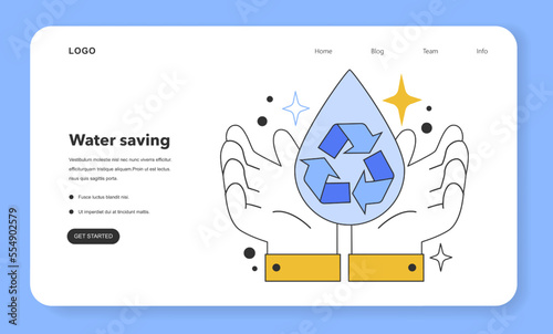 Water efficiency at home web banner or landing page. Save money