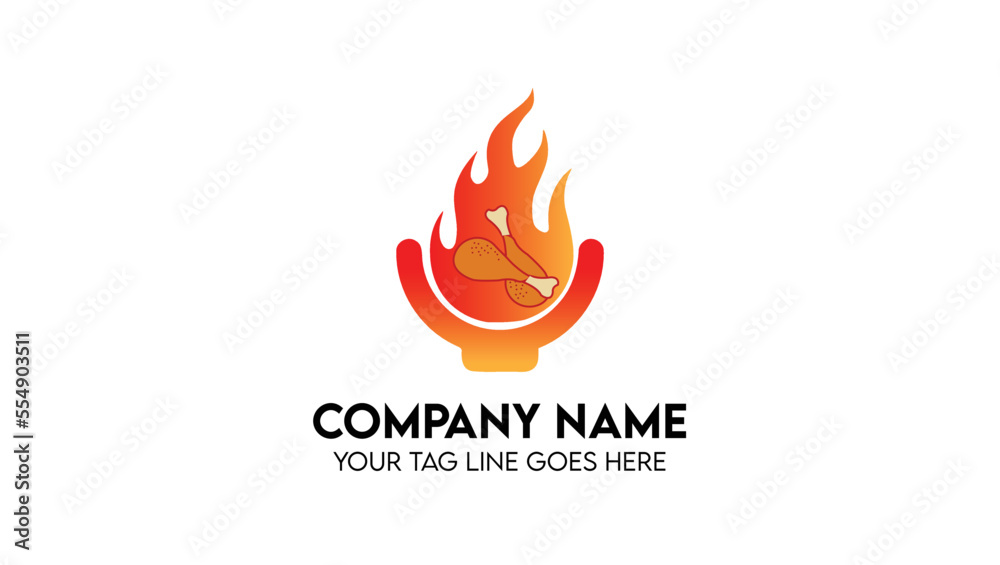 Leg Piece Chicken with Fire Logo Leg Piece Chicken with Fire Logo