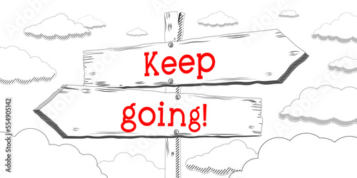 Keep going - outline signpost with two arrows