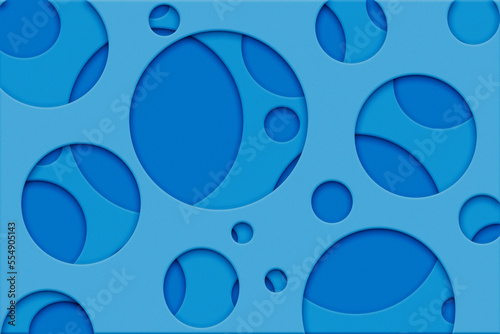 3d blue circle wall with random hole pattern decoration