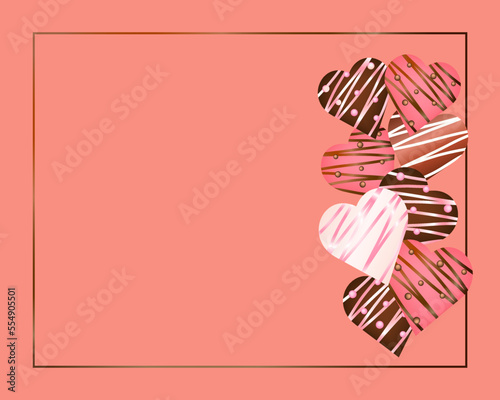 Vector illustration of heart-shaped chocolates. Illustration for packaging chocolates.
