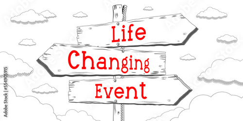 Life changing event - outline signpost with three arrows