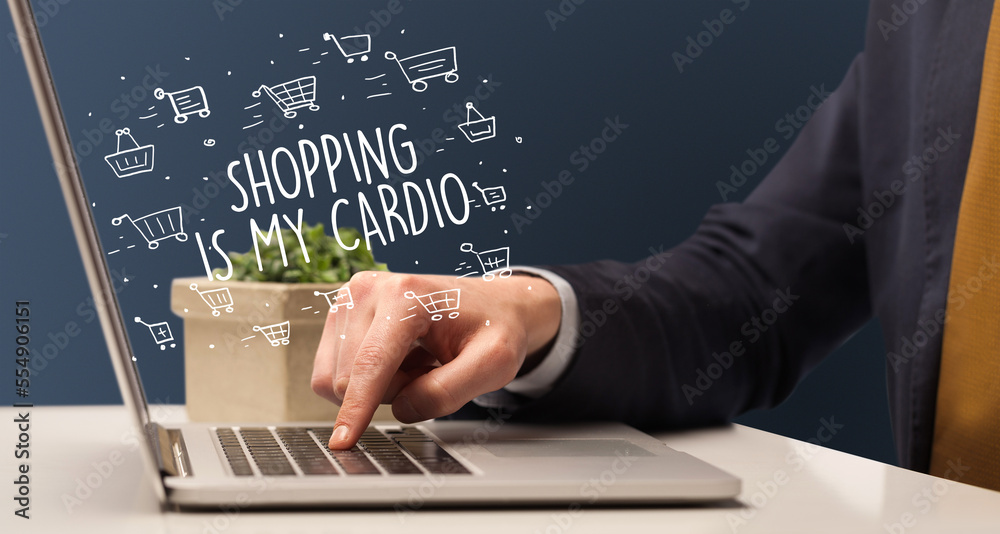 Businessman working on laptop, e-commerce concept