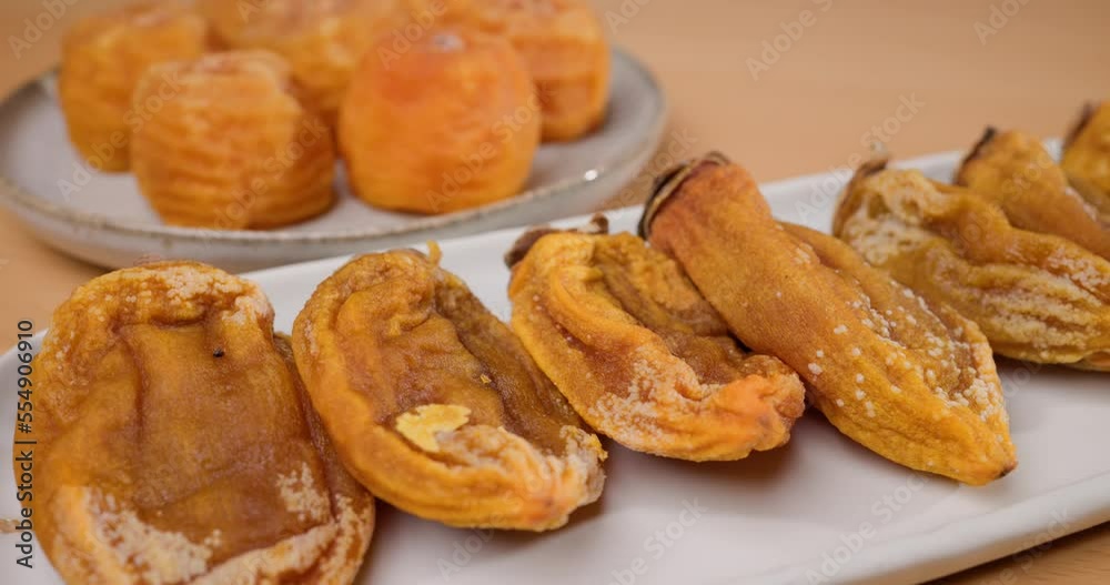 Dried persimmon on the plate