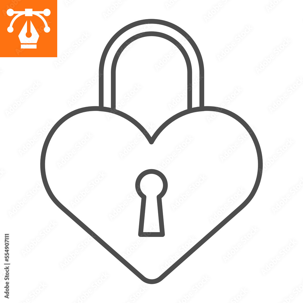 Love lock line icon, outline style icon for web site or mobile app, love and valentines day, padlock vector icon, simple vector illustration, vector graphics with editable strokes. Love lock line icon, outline style icon for web site or mobile app, love and valentines day, padlock vector icon, simple vector illustration, vector graphics with editable strokes.