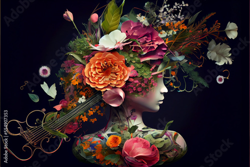 Music concept as flowers generative art