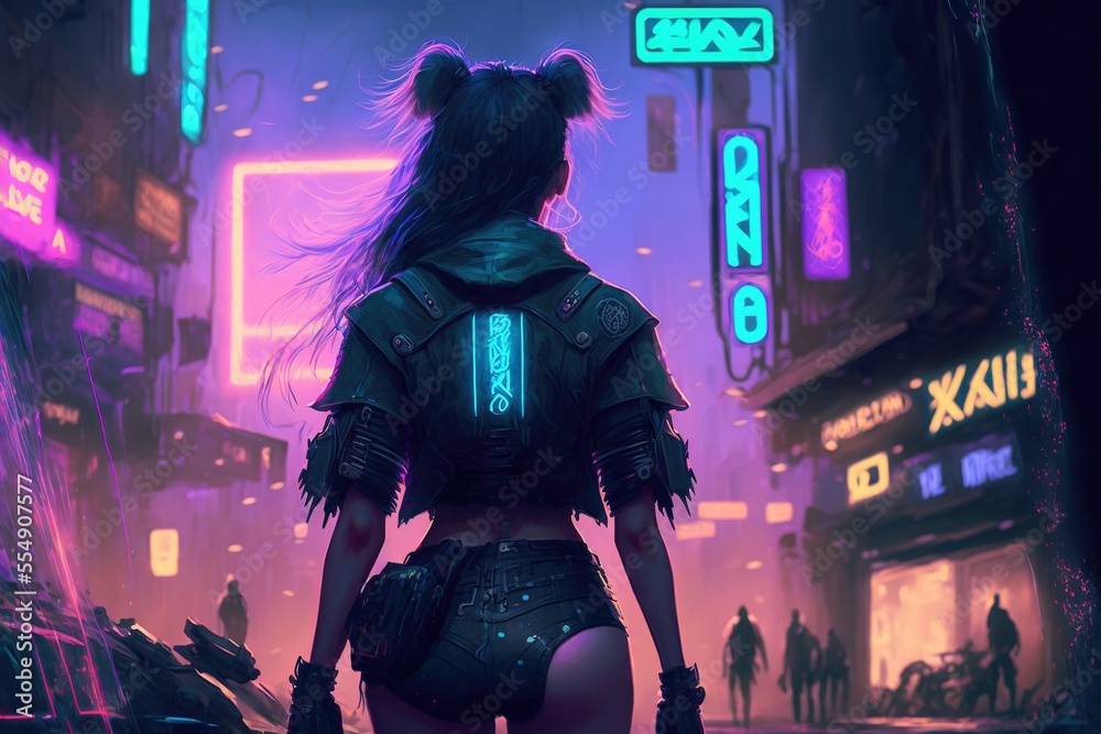 Cyberpunk Anime Girl Animated Wallpaper 