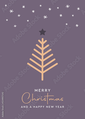 christmas postcard with abstract fir tree design