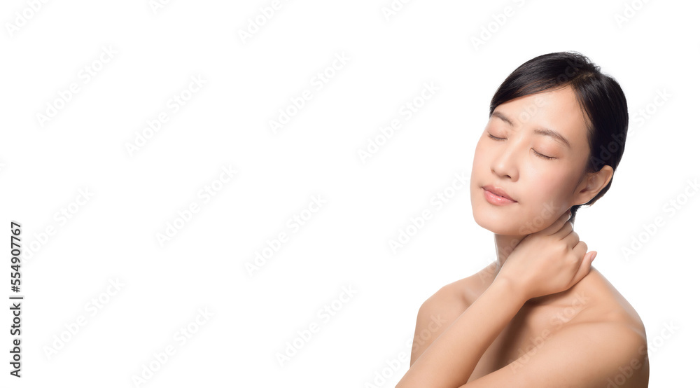 Portrait healthy pretty young woman isolated on white background. beautiful female model person applying cosmetic cream for skincare on fresh makeup clean face. spa, treatment, wellness concept. Portrait healthy pretty young woman isolated on white background. beautiful female model person applying cosmetic cream for skincare on fresh makeup clean face. spa, treatment, wellness concept.