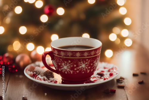Christmas cup of hot chocolate  Generative AI 