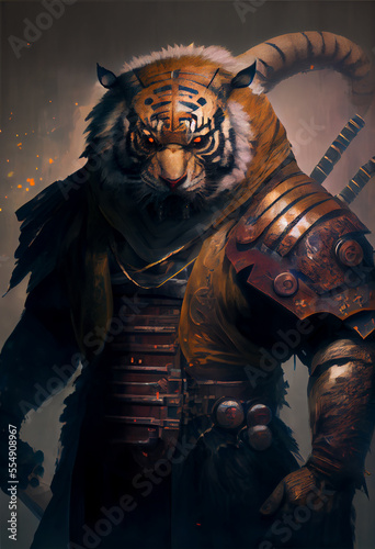 Tiger samurai generative art