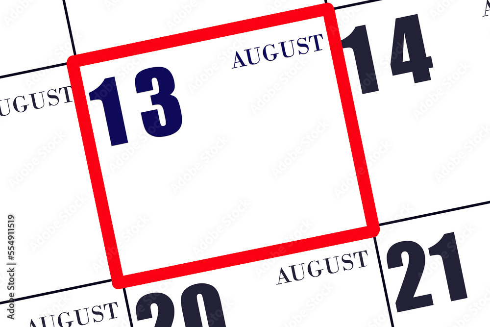 Daily calendar for 14 August. Summer month, day of the year concept. Daily calendar for 14 August. Summer month, day of the year concept.