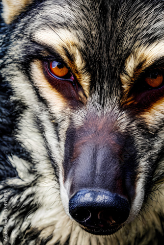 Beautiful close up of a wolf, Generative AI 