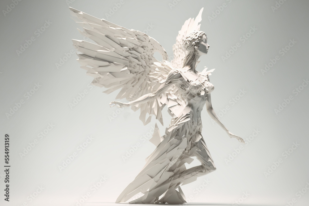 白い天使の彫刻,グリッチアート