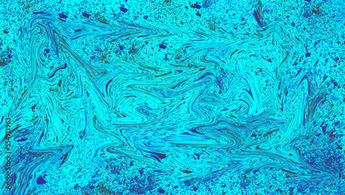 Multicolored Abstract background. Fluid art of teal ocean  blue background. Blue texture. Colored paint stains in liquid