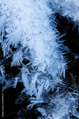 hoarfrost and snow cristalls in Eriz during winter photo