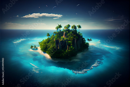 tropical island in the ocean