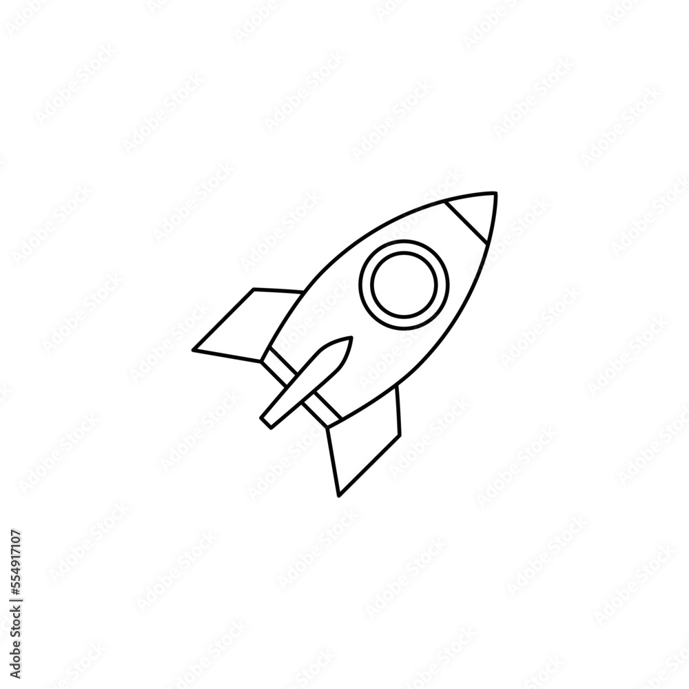 Rocket icon in line style icon, isolated on white background Rocket icon in line style icon, isolated on white background