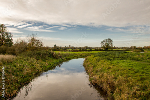 A river landscape in Soham, Ely, UK