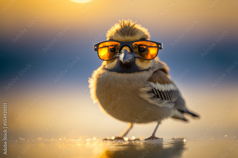 bird with sunglasses