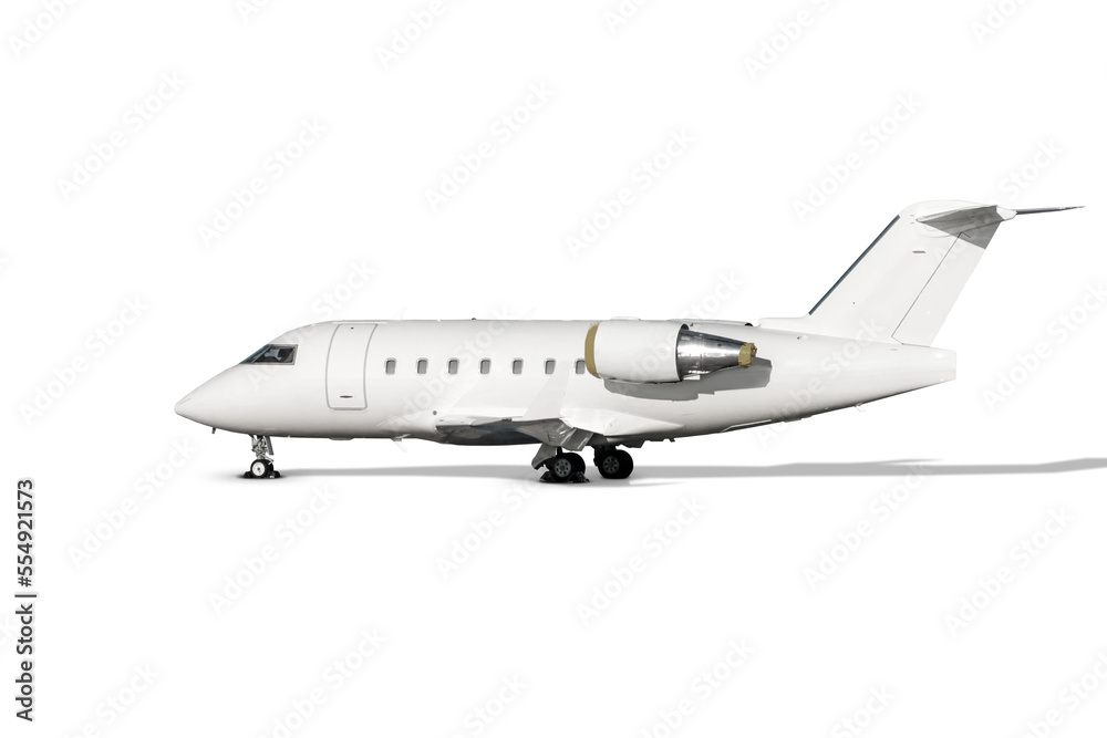 White modern corporate business jet isolated on transparent background White modern corporate business jet isolated on transparent background