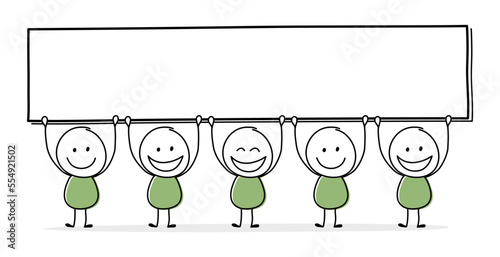 Smiley stickman with empty plate symbol. Business concept. Vector