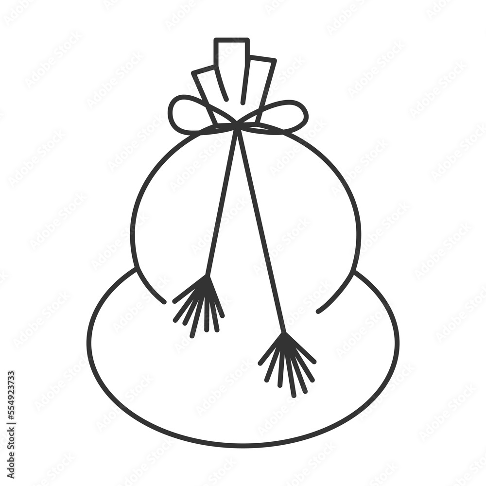 Vector black and white illustration. A bag of gifts. Vector black and white illustration. A bag of gifts.