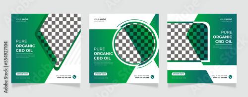 Hemp product cbd oil social media post banner design template 
