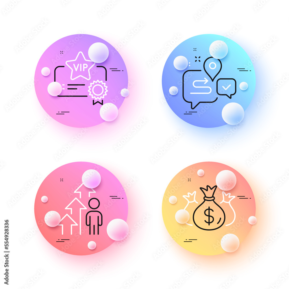 Employee result, Vip certificate and Journey minimal line icons. 3d spheres or balls buttons. Check investment icons. For web, application, printing. Vector Employee result, Vip certificate and Journey minimal line icons. 3d spheres or balls buttons. Check investment icons. For web, application, printing. Vector