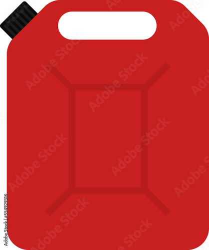 Can of fuel. Canister with gasoline. Red jerrycan with fuel. Icon of jerry for diesel and petrol. Flat cartoon icon vector.