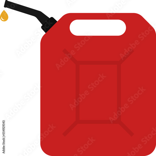 Can of fuel. Canister with gasoline. Red jerrycan with fuel. Icon of jerry for diesel and petrol. Flat cartoon icon vector.