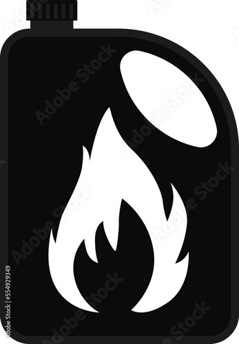 Can of fuel. Canister with gasoline. Red jerrycan with fuel. Icon of jerry for diesel and petrol. Flat cartoon icon vector.