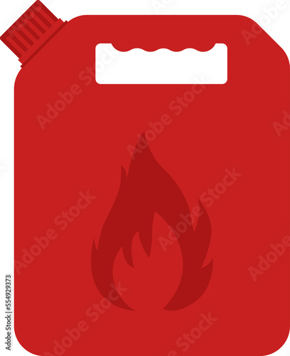 Can of fuel. Canister with gasoline. Red jerrycan with fuel. Icon of jerry for diesel and petrol. Flat cartoon icon vector.