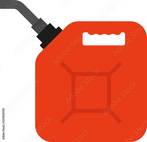 Can of fuel. Canister with gasoline. Red jerrycan with fuel. Icon of jerry for diesel and petrol. Flat cartoon icon vector.