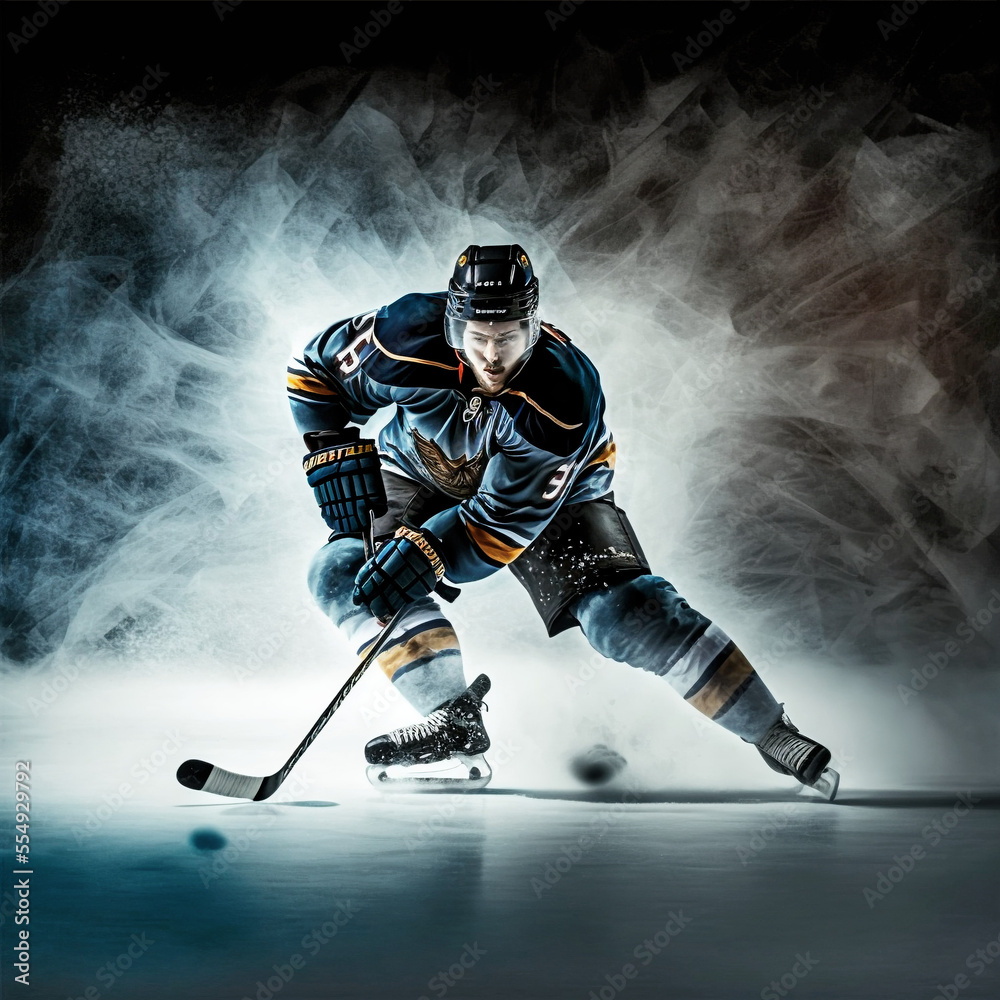 Obraz premium Action Shot Eishockey, made by AI, künstliche Intelligenz, AI Art