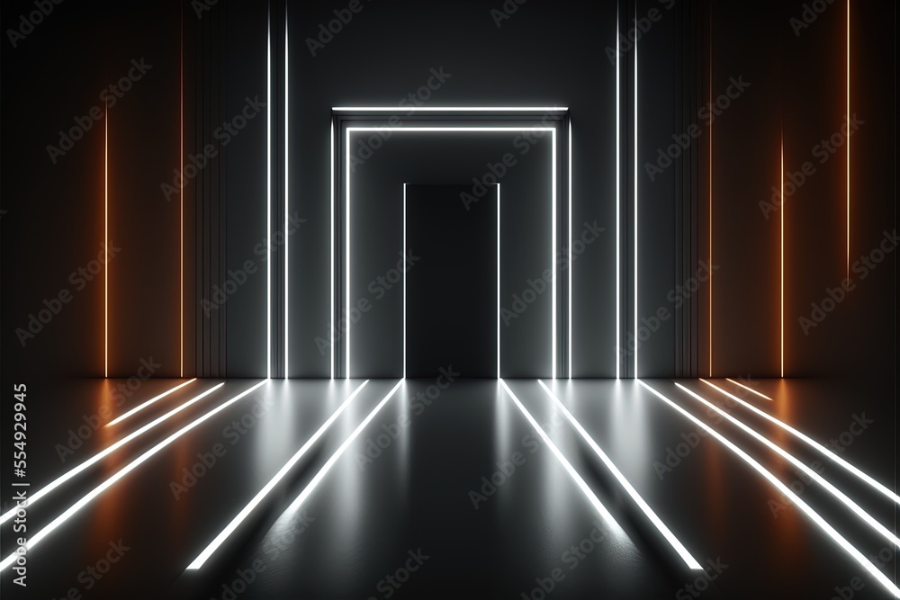 Fototapeta premium Futuristic neon glowing lights in a sci-fi location Generative AI