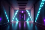 sci fi neon location with glowing lights Generative AI