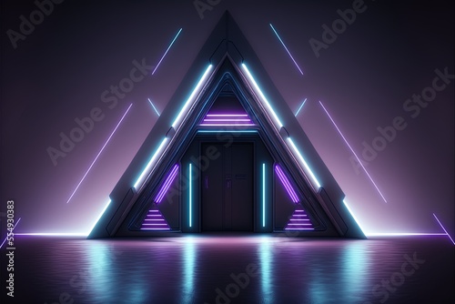 sci fi neon location with glowing lights Generative AI