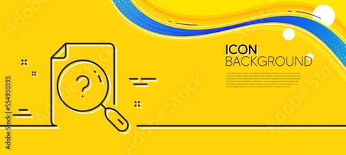 Search document line icon. Abstract yellow background. Help book sign. Instruction manual symbol. Minimal search document line icon. Wave banner concept. Vector