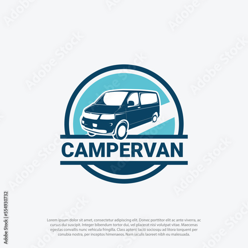 Campervan RV caravan motorhome ready made logo. Perfect logo for campervan RV travel or rental related business, logo design vector