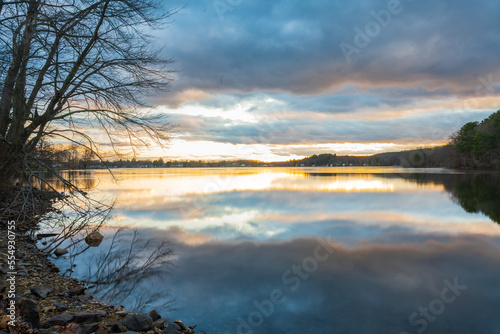 sunset over the lake © Steven