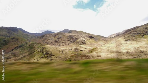 Video, View of Yr Wyddfa or Snowdon from Beautiful Nant Gwynant Pass, Snowdonia, North Wales, UK, landscape, wide angle, wideangle photo