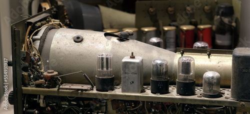 Early radar cathode ray tube and valve assembly for aircraft.