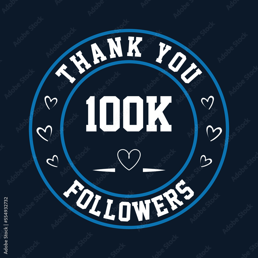 Thank you 100k Followers, 100k followers celebration modern colorful design.