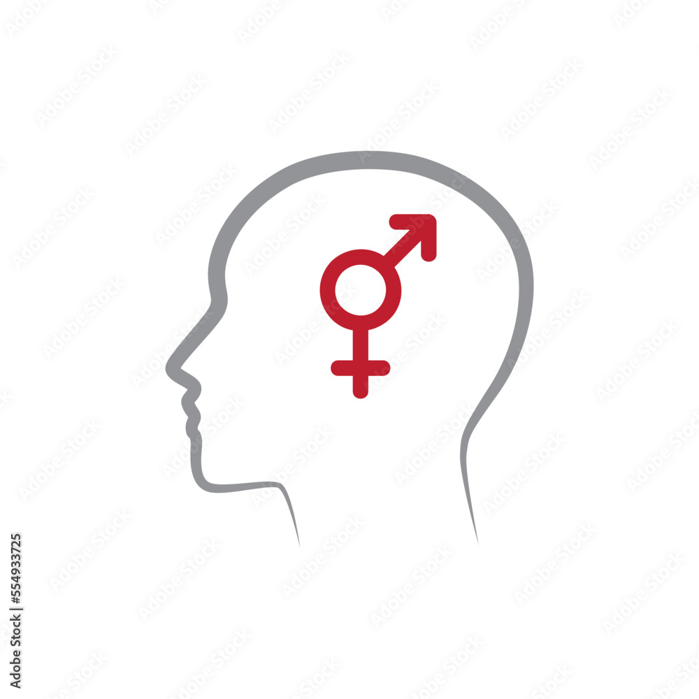 male and female symbol inside brain male and female symbol inside brain
