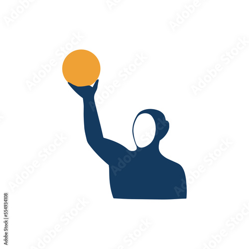 Water polo player. Hand drawn icon on white background
